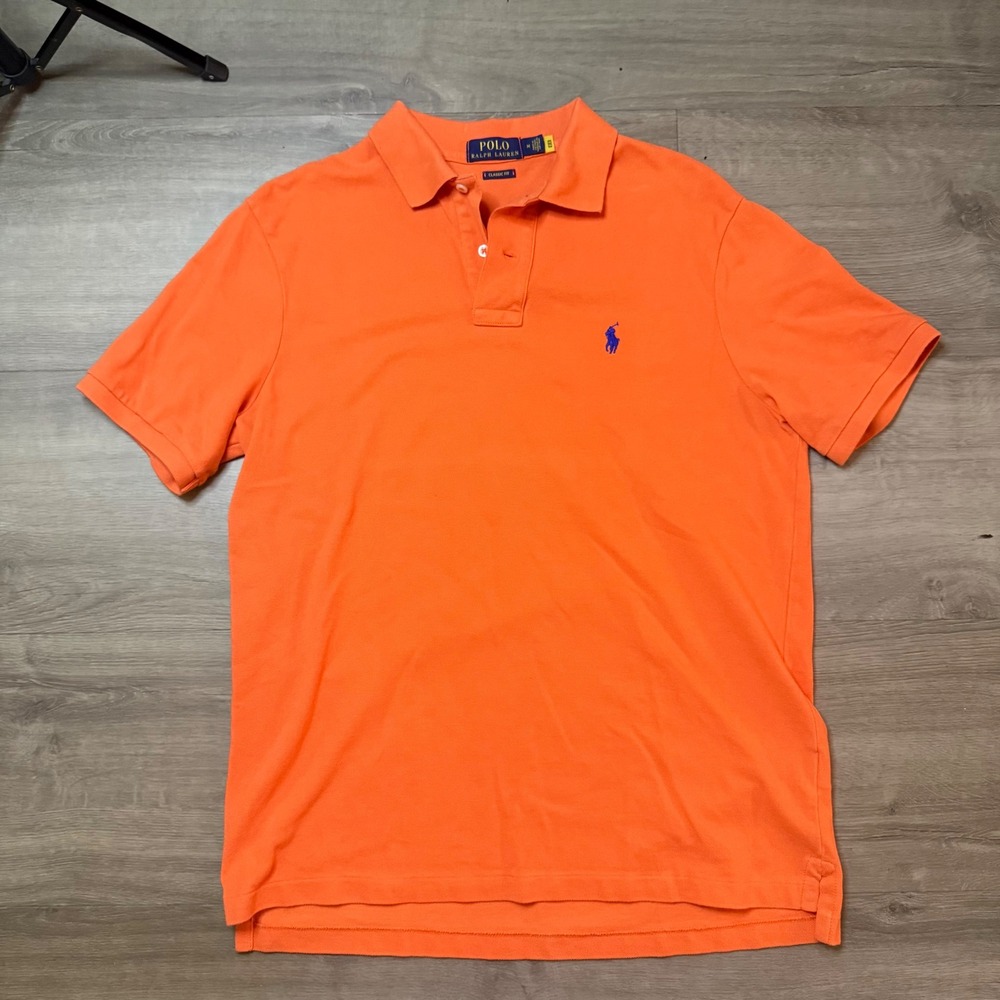 Polo Ralph Lauren Polo Shirt Mens Medium Orange Classic Fit Short Sleeve Logo